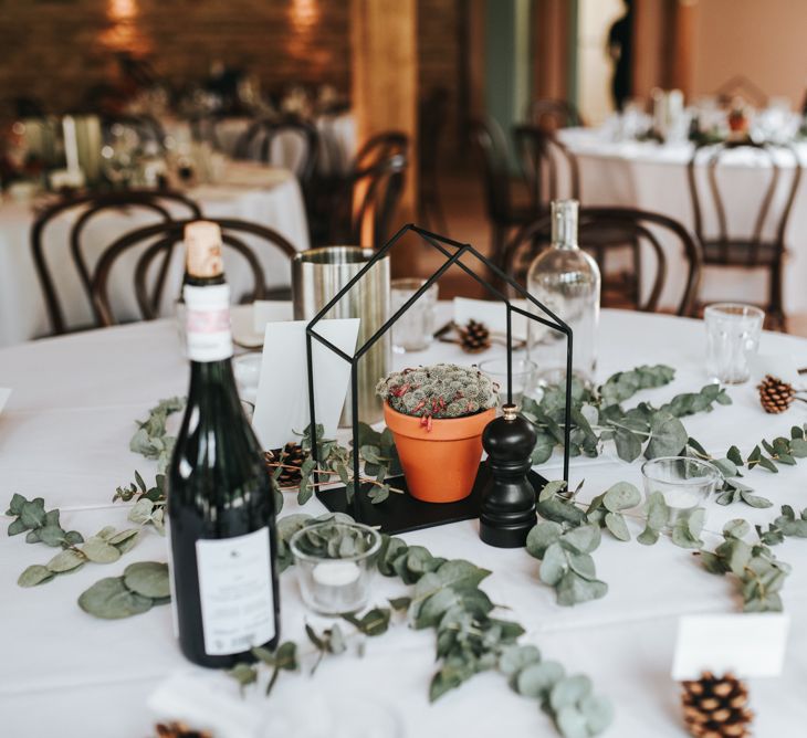 Elegant White Table Linen & Foliage Runners For Wedding