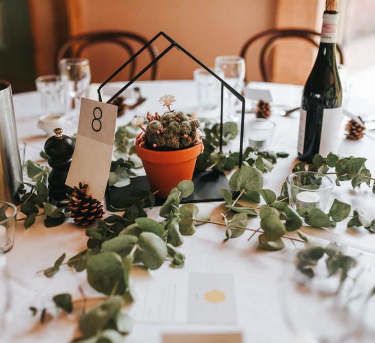 Elegant White Table Linen & Foliage Runners For Wedding