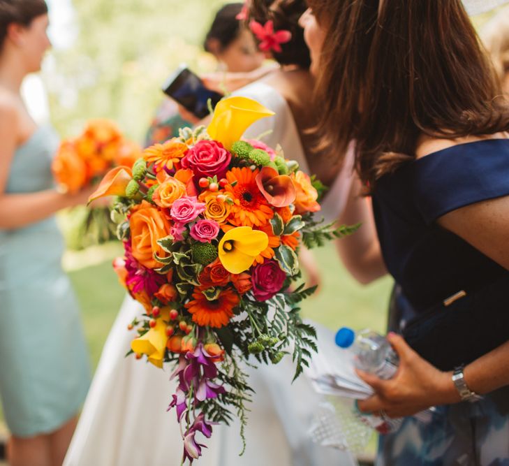 50s Inspired Bride With Orange Bouquet