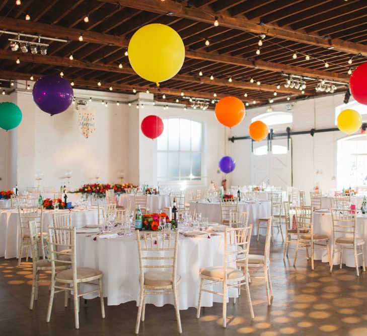 Brightly Coloured Balloon Wedding Decor