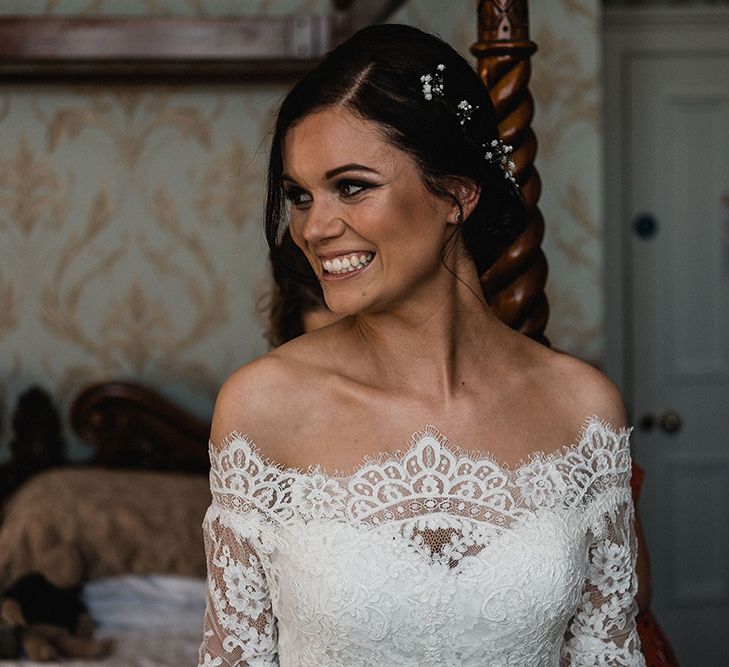 Bride in Pronovias Princia Lace Gown & Jacket | Outdoor Wedding at The Haven Hotel in Southern Ireland | Jason Mark Harris Photography