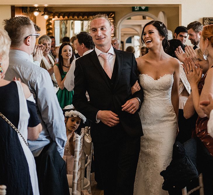 Bride in Pronovias Princia Lace Gown & Jacket | Outdoor Wedding at The Haven Hotel in Southern Ireland | Jason Mark Harris Photography