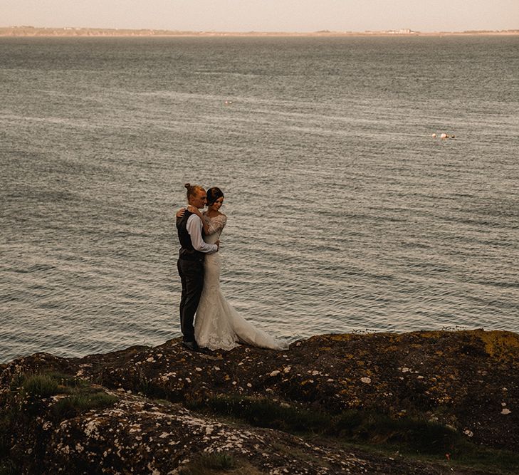 Bride in Pronovias Princia Lace Gown & Jacket | Outdoor Wedding at The Haven Hotel in Southern Ireland | Jason Mark Harris Photography