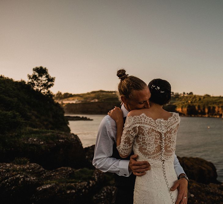 Bride in Pronovias Princia Lace Gown & Jacket | Outdoor Wedding at The Haven Hotel in Southern Ireland | Jason Mark Harris Photography