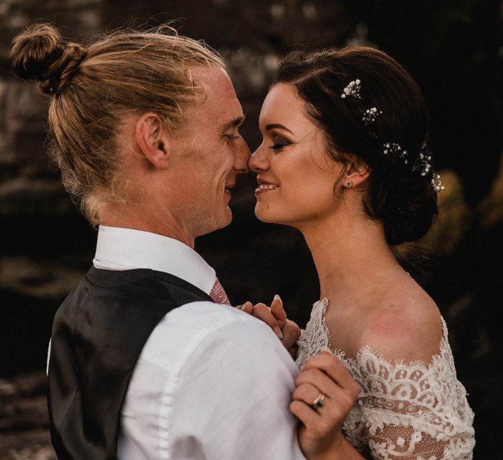 Bride in Pronovias Princia Lace Gown & Jacket | Outdoor Wedding at The Haven Hotel in Southern Ireland | Jason Mark Harris Photography