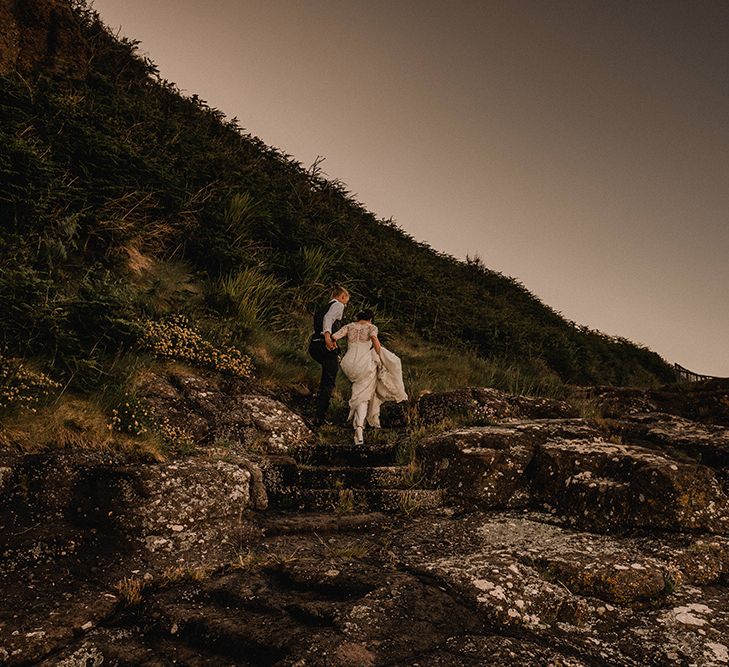 Bride in Pronovias Princia Lace Gown & Jacket | Outdoor Wedding at The Haven Hotel in Southern Ireland | Jason Mark Harris Photography