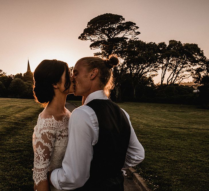 Bride in Pronovias Princia Lace Gown & Jacket | Outdoor Wedding at The Haven Hotel in Southern Ireland | Jason Mark Harris Photography