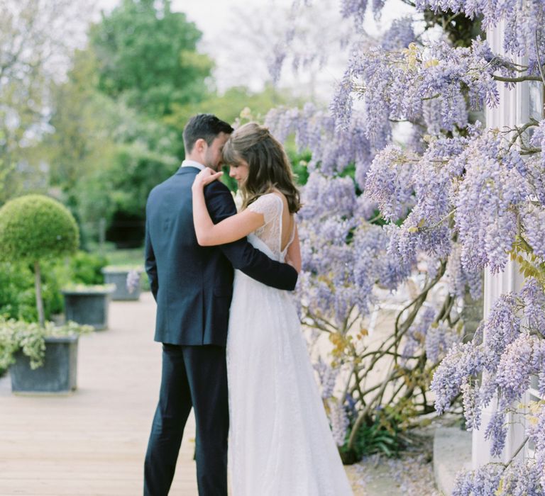 Naomi Neoh Wedding Dress For An Intimate Wedding At The Felix Hotel With Wisteria In Season And Images From Hannah Duffy Photography