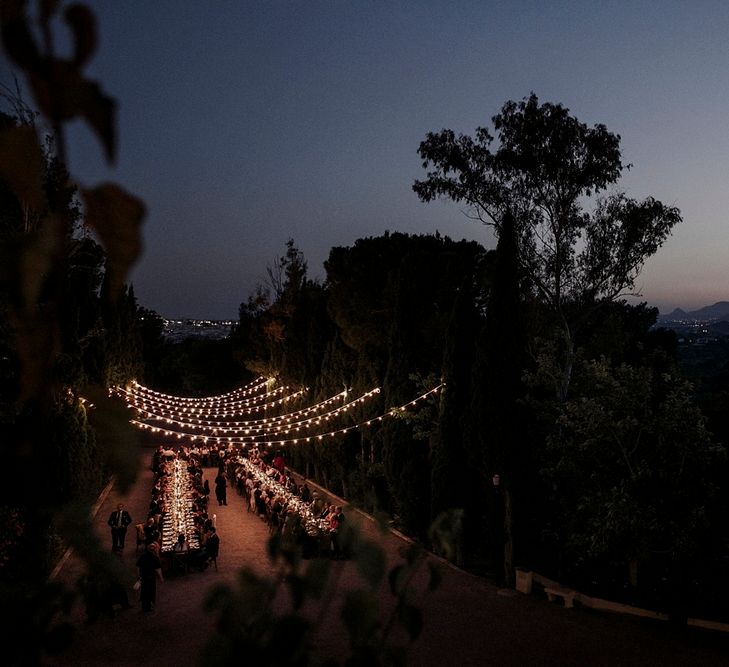 Wedding Reception With Fairy Light Canopy