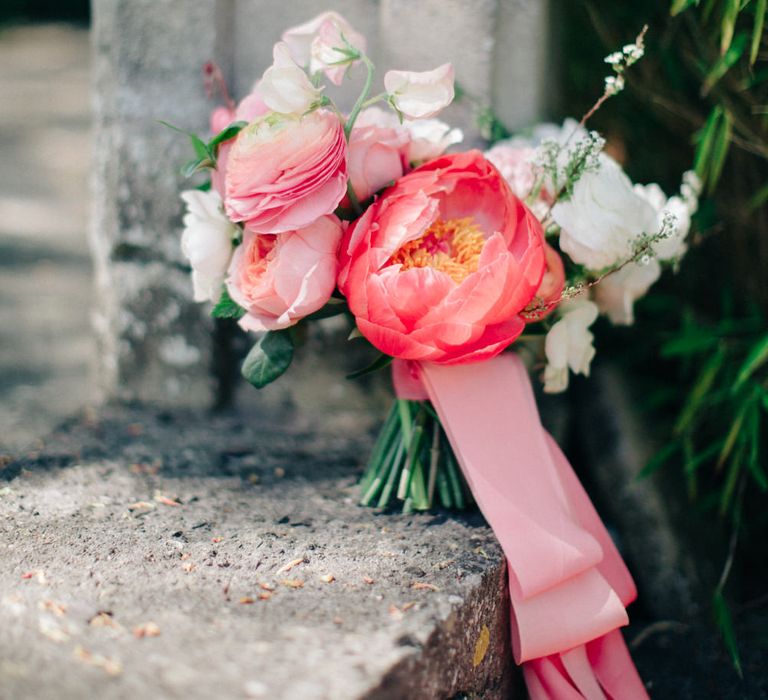 Coral Peony & Ranunculus Bouquet | M and J Photography