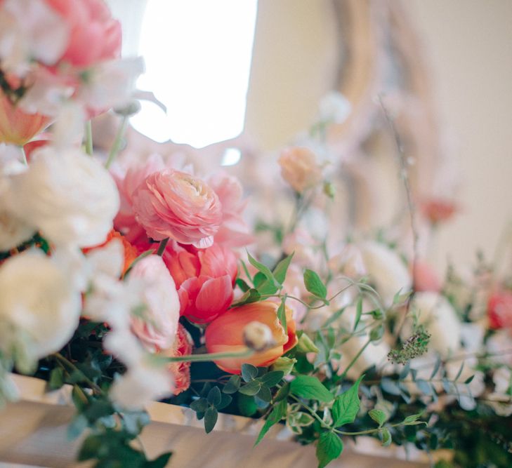 Coral & White Floral Arrangement | Timeless Wedding Assembly Rooms in Bath | M and J Photography