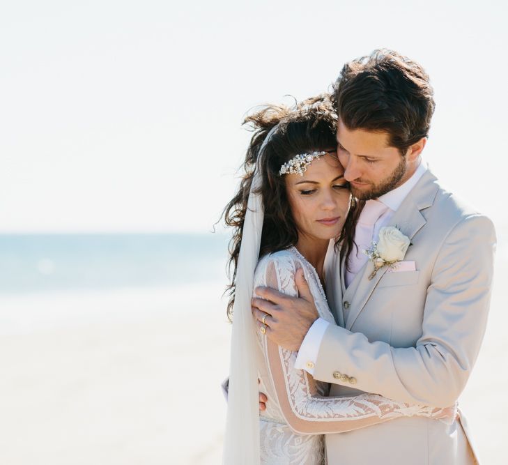 Bride in Inbal Dror Wedding Dress | Groom in Beige Suit | Jade Osborne Photography | The Amazing Rabbit Films