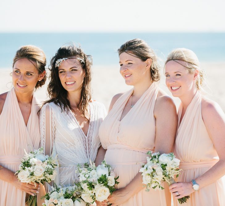 Bride in Inbal Dror Wedding Dress | Bridesmaids in Pink Dresses | | Jade Osborne Photography | The Amazing Rabbit Films