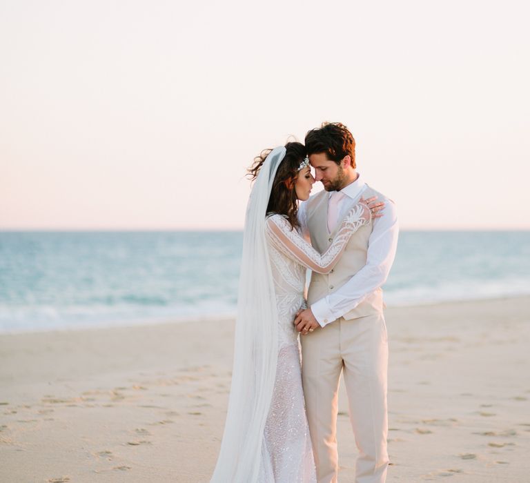 Bride in Inbal Dror Wedding Dress | Groom in Beige Suit | Jade Osborne Photography | The Amazing Rabbit Films