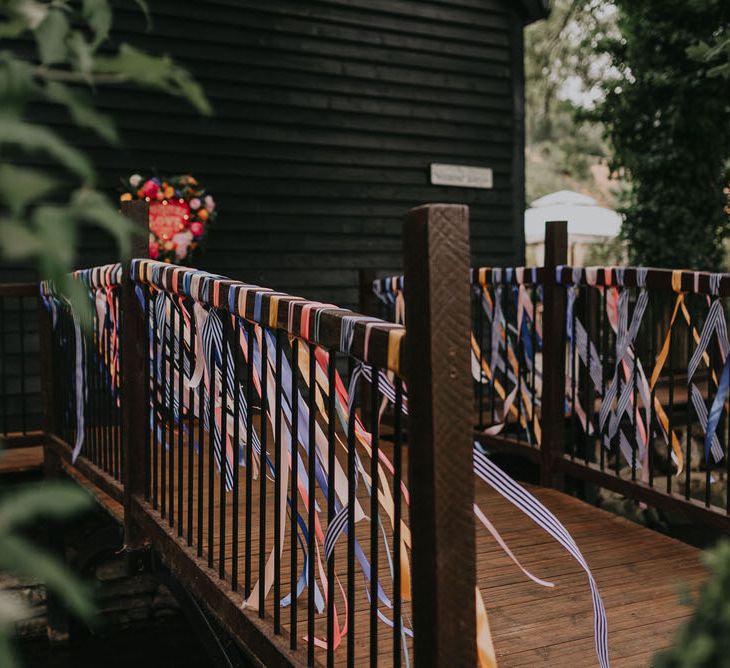 Brightly Coloured Ribbon Wedding Decor