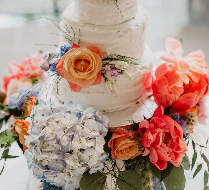 Rustic Wedding Cake With Peonies