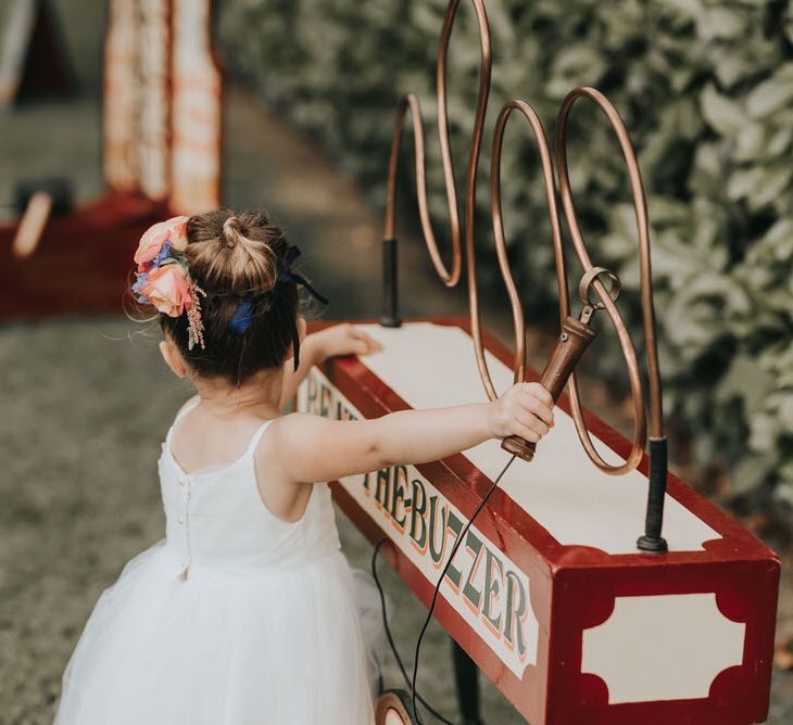 Vintage Circus Themed Wedding At Old Brook Barn Essex With Bride In Ronald Joyce & Images By Kelsie Low Photography