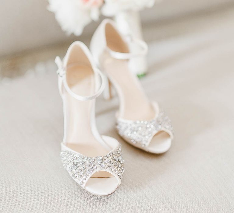 Bridal Accessories | Wedding Shoes | Peach & White Wedding at Upwaltham Barns | White Stag Wedding Photography