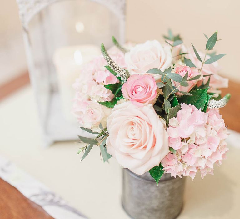 Blush Floral Arrangement | | Peach & White Wedding at Upwaltham Barns | White Stag Wedding Photography