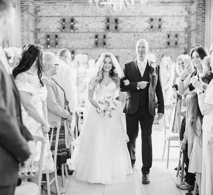 Bride in Warren Watters Gown | Peach & White Wedding at Upwaltham Barns | White Stag Wedding Photography