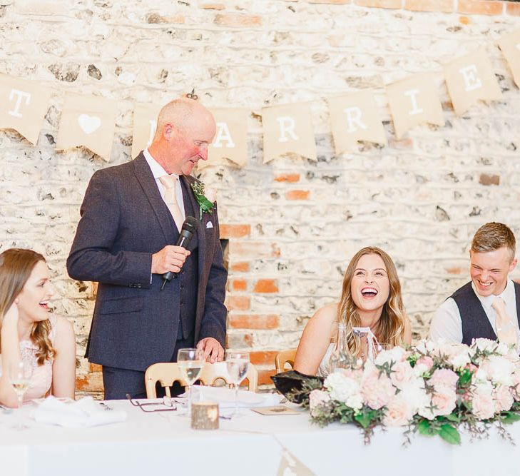 Speeches | Peach & White Wedding at Upwaltham Barns | White Stag Wedding Photography