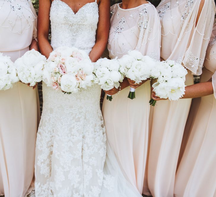 Fluffy Pink & White Wedding Bouquets