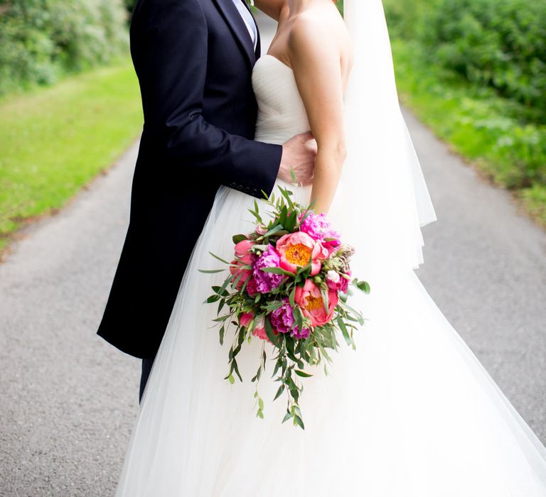 Pronovias Bride For Classic Wedding At The Tithe Barn With Bridesmaids In Coast Multiway Dresses & Images From Helen Cawte Photography