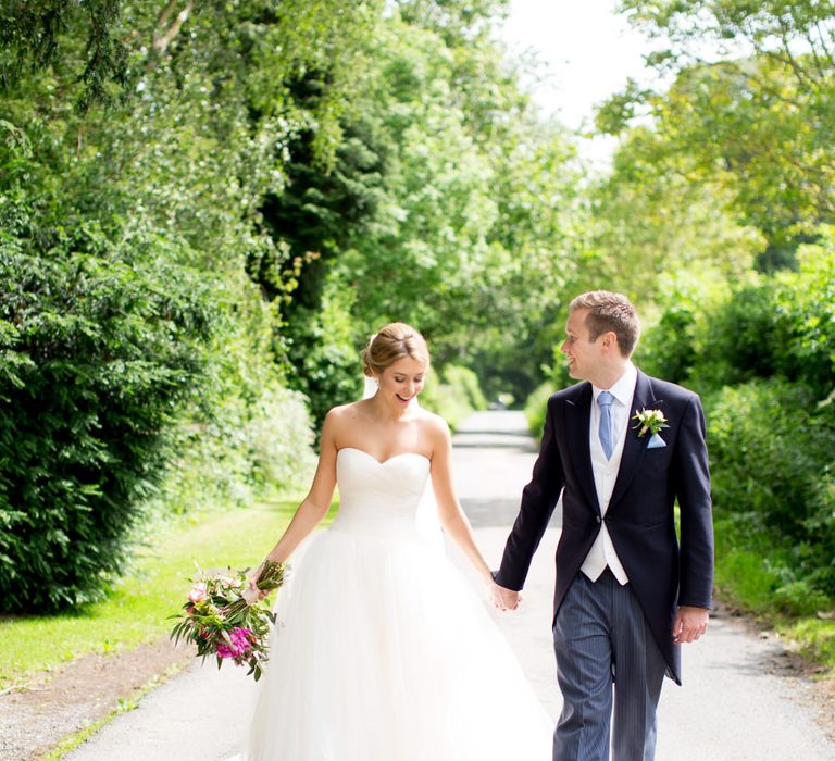 Pronovias Bride For Classic Wedding At The Tithe Barn With Bridesmaids In Coast Multiway Dresses & Images From Helen Cawte Photography