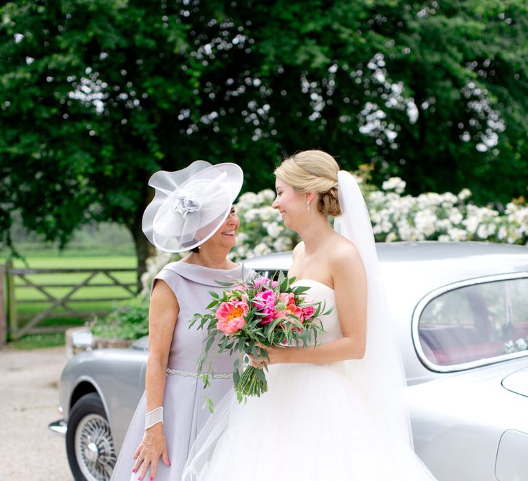 Pronovias Bride For Classic Wedding At The Tithe Barn With Bridesmaids In Coast Multiway Dresses & Images From Helen Cawte Photography