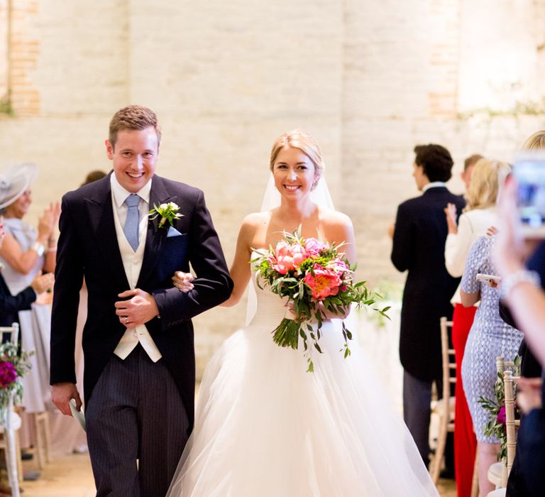 Pronovias Bride For Classic Wedding At The Tithe Barn With Bridesmaids In Coast Multiway Dresses & Images From Helen Cawte Photography