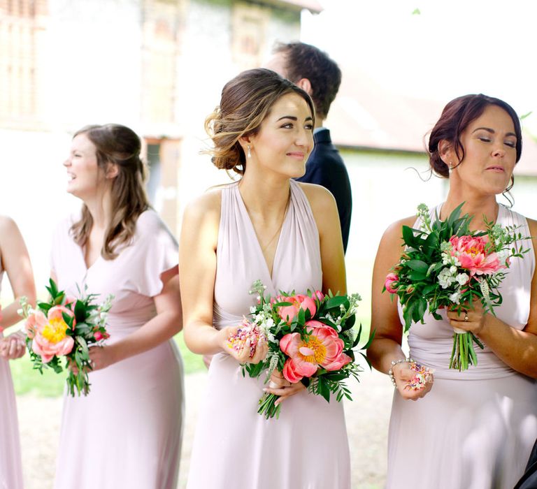 Coast Multiway Dresses For Bridesmaids // Pronovias Bride For Classic Wedding At The Tithe Barn With Bridesmaids In Coast Multiway Dresses & Images From Helen Cawte Photography