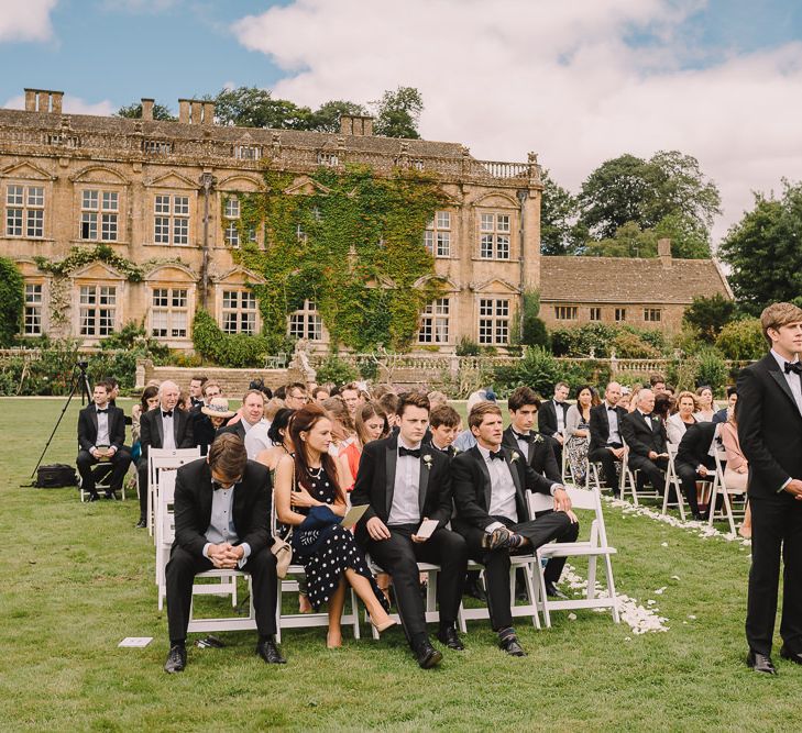 Outdoor Wedding Ceremony // Elegant Wedding Brympton House Somerset With Bride Wearing Inbal Dror And Groom In Black Tux By Alexander McQueen With Images From Modern Vintage Weddings