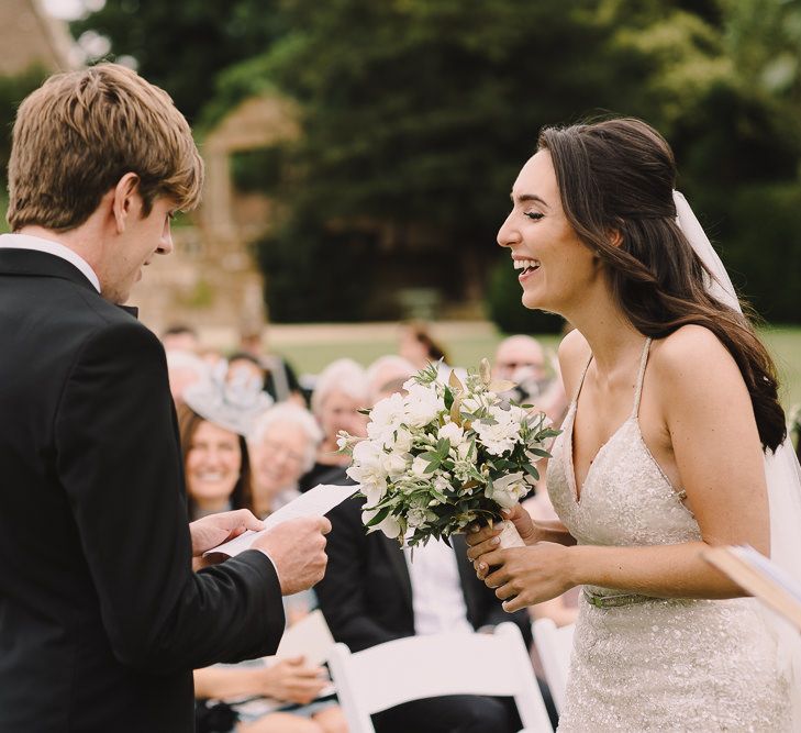 Outdoor Wedding Ceremony // Elegant Wedding Brympton House Somerset With Bride Wearing Inbal Dror And Groom In Black Tux By Alexander McQueen With Images From Modern Vintage Weddings