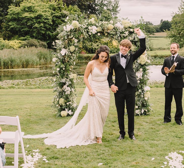 Outdoor Wedding Ceremony // Elegant Wedding Brympton House Somerset With Bride Wearing Inbal Dror And Groom In Black Tux By Alexander McQueen With Images From Modern Vintage Weddings