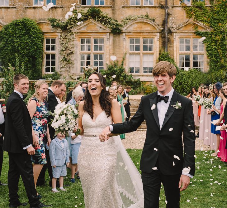 Outdoor Wedding Ceremony // Elegant Wedding Brympton House Somerset With Bride Wearing Inbal Dror And Groom In Black Tux By Alexander McQueen With Images From Modern Vintage Weddings