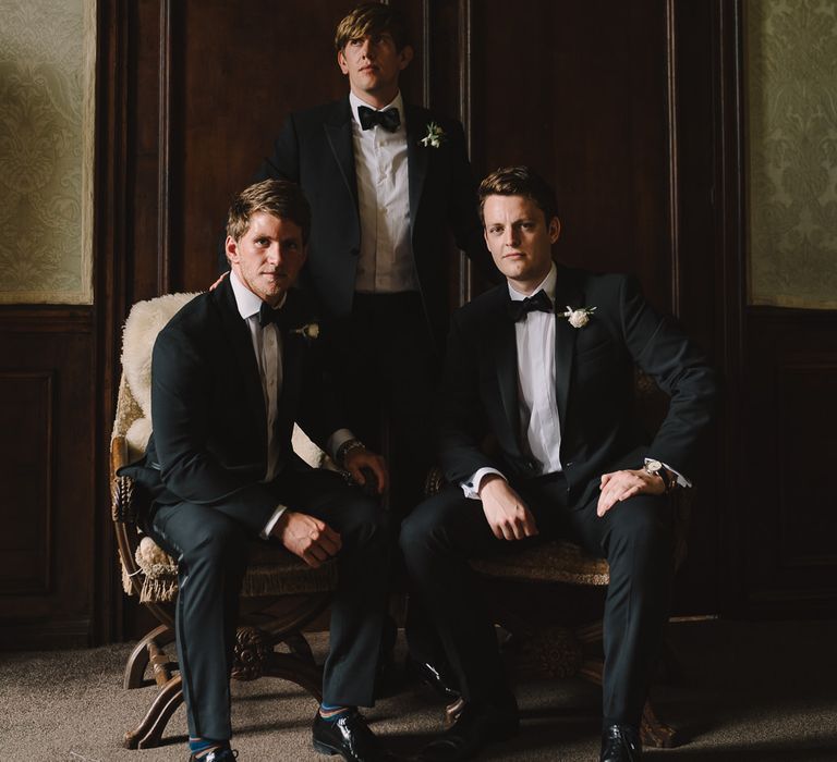 Elegant Wedding Party In Black Tie // Elegant Wedding Brympton House Somerset With Bride Wearing Inbal Dror And Groom In Black Tux By Alexander McQueen With Images From Modern Vintage Weddings