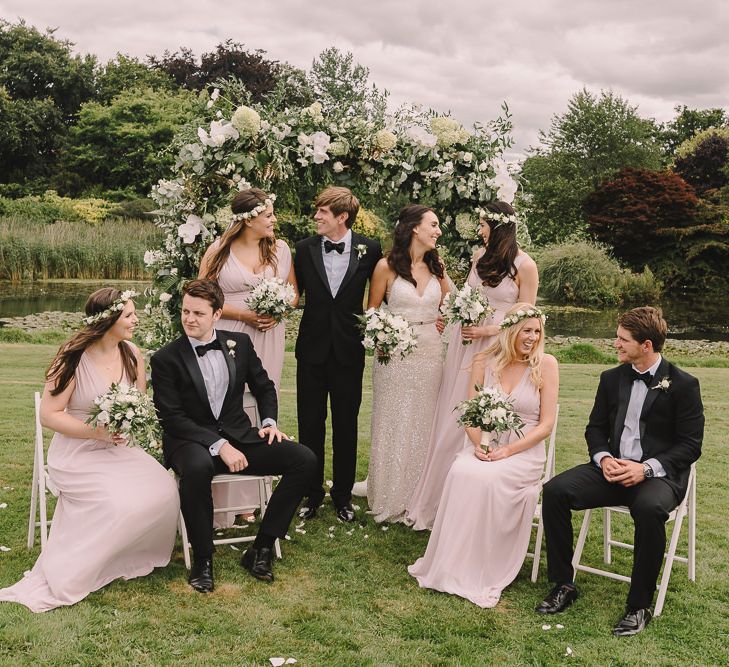 Elegant Wedding Party In Black Tie // Elegant Wedding Brympton House Somerset With Bride Wearing Inbal Dror And Groom In Black Tux By Alexander McQueen With Images From Modern Vintage Weddings