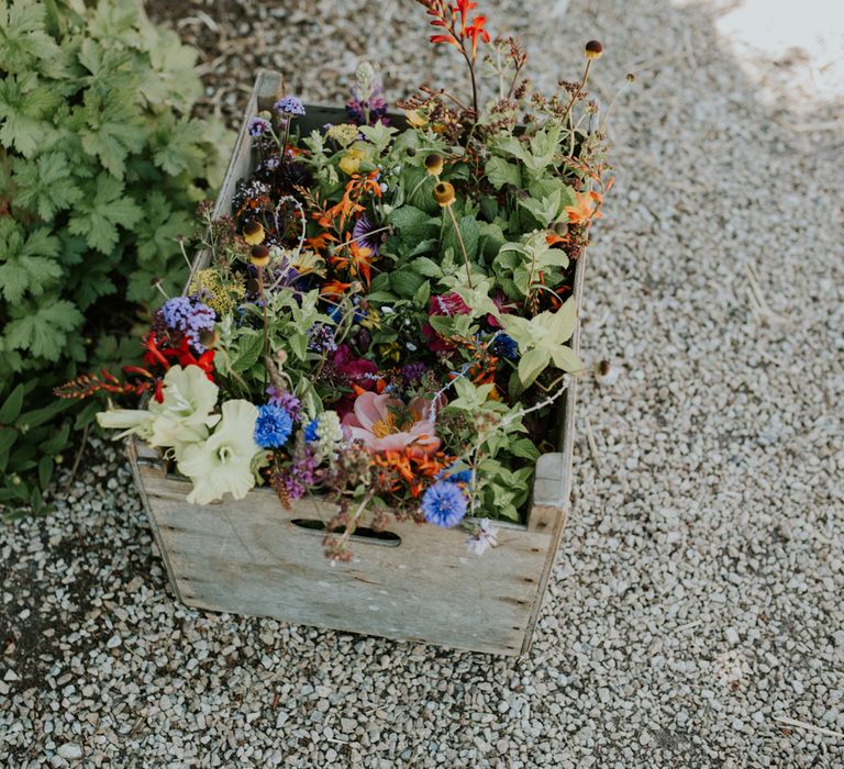 Gorgeous Wooden Crate Of Flowers