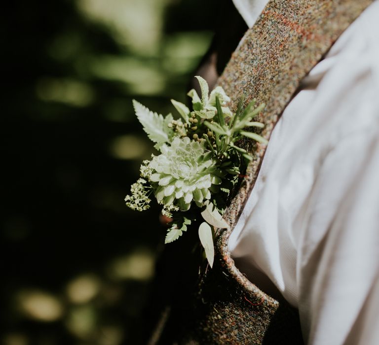 Buttonhole and Tweed Waistcoat