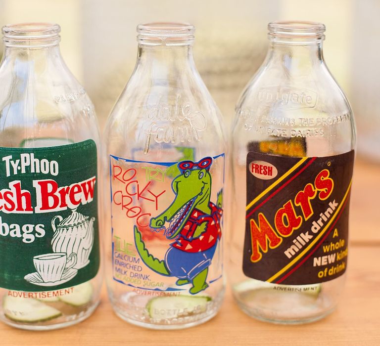 Milk Bottles with Stickers