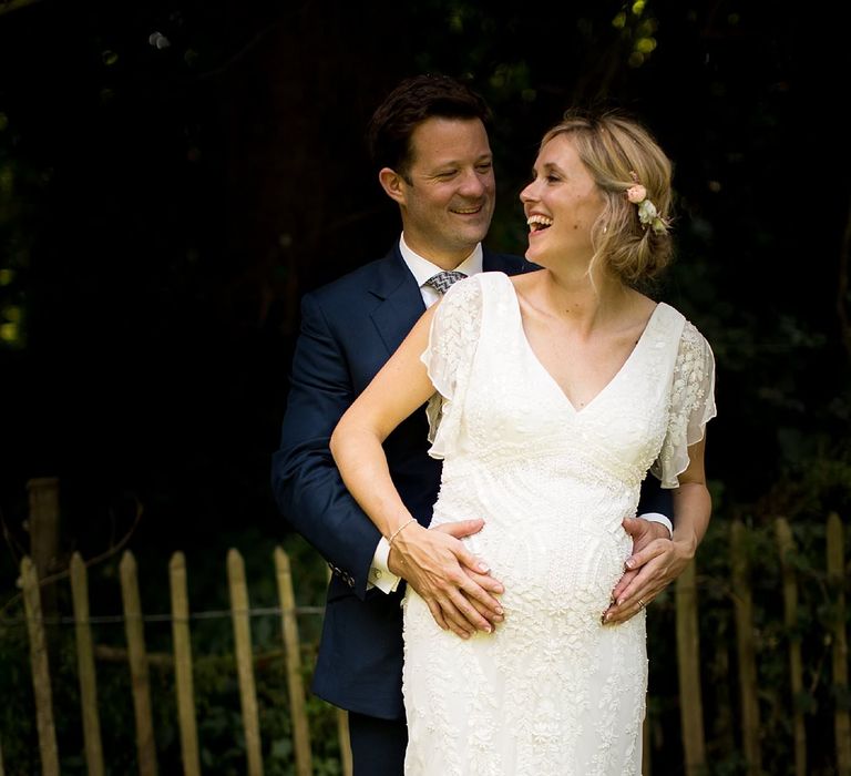 Seven Months Pregnant Bride in Eliza Jane Howell Lucille Gown & Groom in Cad & The Dandy Suit