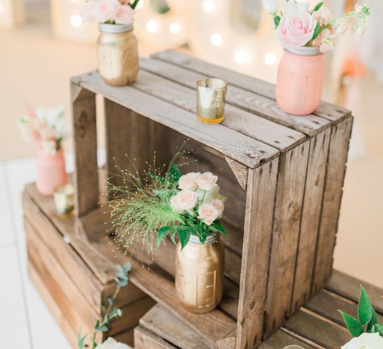 Rusic Crates with Mason Jars Wedding Decor