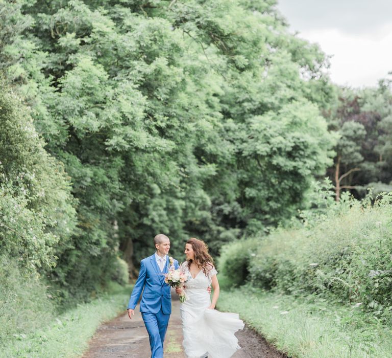 Bride & Groom Country Road Portrait