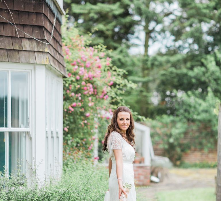 Bride in Rachele Ronald Joyce Wedding Dress