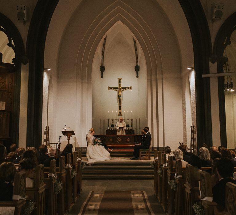 Church Wedding Ceremony | Bride in Willowby Watters 'Amelia' Gown | Rustic Barn Wedding in Norway | Christin Eide Photography