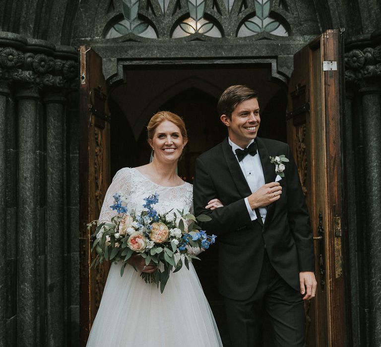 Church Wedding Ceremony | Bride in Willowby Watters 'Amelia' Gown | Groom in Hugo Boss Tuxedo | Rustic Barn Wedding in Norway | Christin Eide Photography