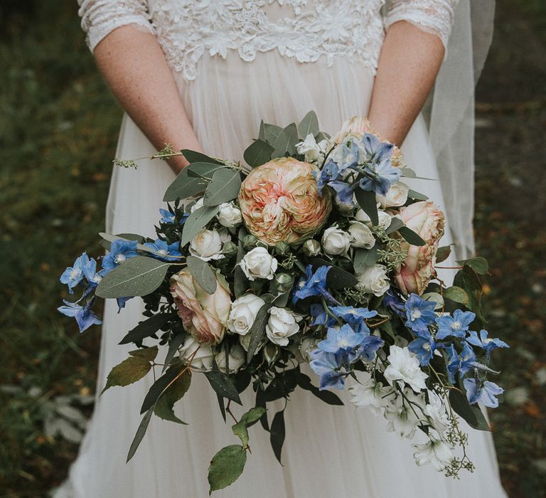 Pastel Wedding Bouquet | Bride in Willowby Watters 'Amelia' Gown | Rustic Barn Wedding in Norway | Christin Eide Photography