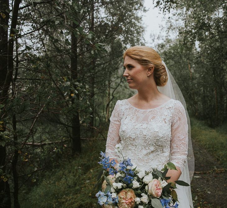 Bride in Willowby Watters 'Amelia' Gown | Rustic Barn Wedding in Norway | Christin Eide Photography