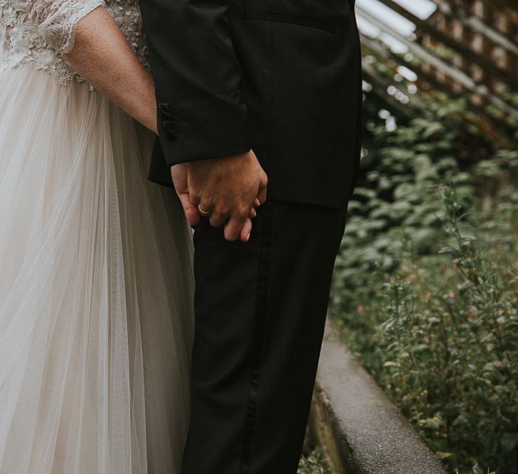 Bride in Willowby Watters 'Amelia' Gown | Groom in Hugo Boss Tuxedo | Rustic Barn Wedding in Norway | Christin Eide Photography