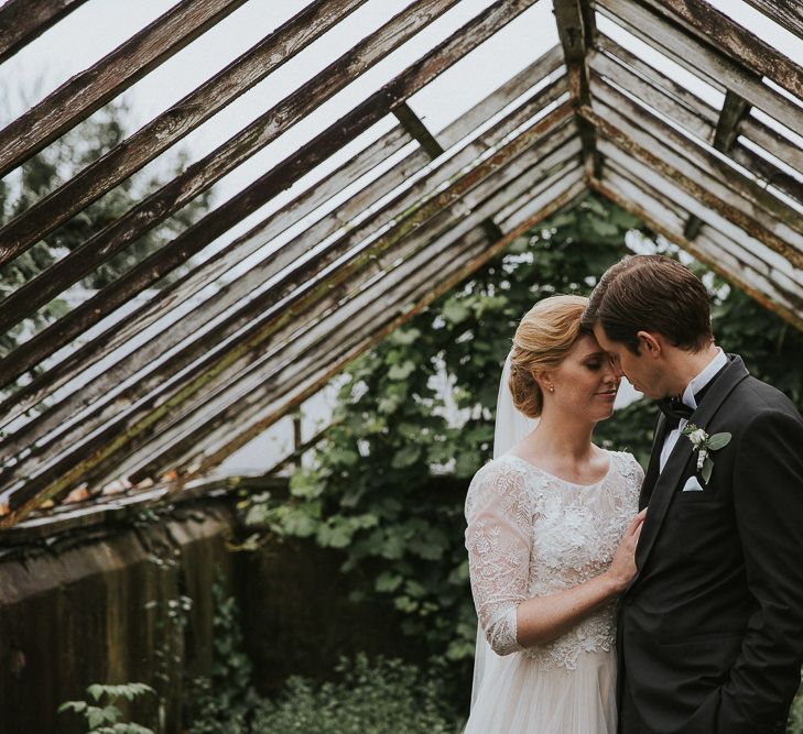 Bride in Willowby Watters 'Amelia' Gown | Groom in Hugo Boss Tuxedo | Rustic Barn Wedding in Norway | Christin Eide Photography